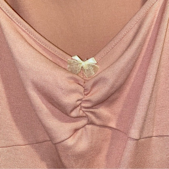 Cider Pink Ruched Bowknot Ruffle Mini Dress - Picture 5 of 10